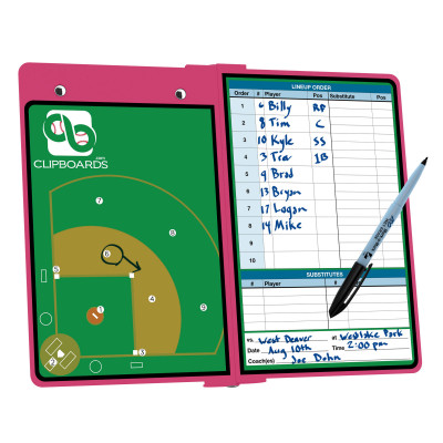 Pink Baseball Clipboard